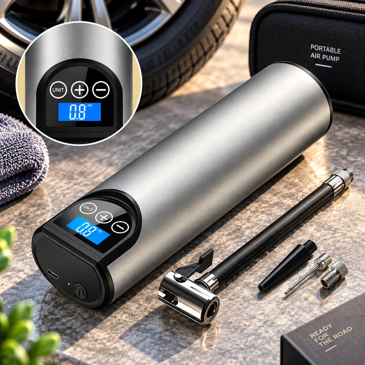 Mini Tire Inflator Rechargeable Auto Shutoff 150 PSI