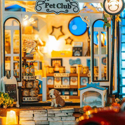 Miniature Pet Shop DIY Kit Detailed Scene LED Lighting