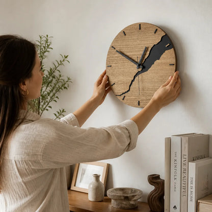 Minimalist Round Wood Dial Wall Clock (30 cm)