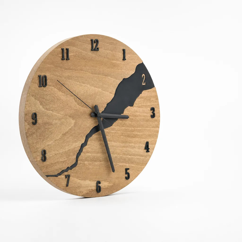 Minimalist Round Wood Dial Wall Clock (30 cm)