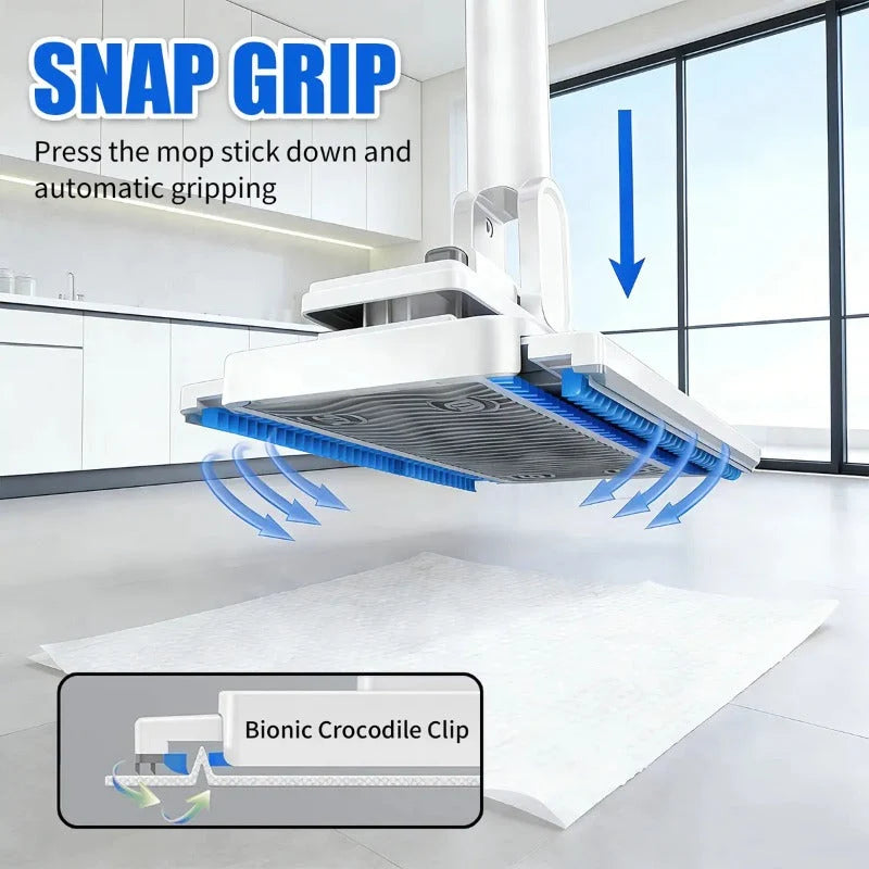 Mop One-Touch Cloth Clamp 360° Swivel Head for Wet & Dry Cleaning