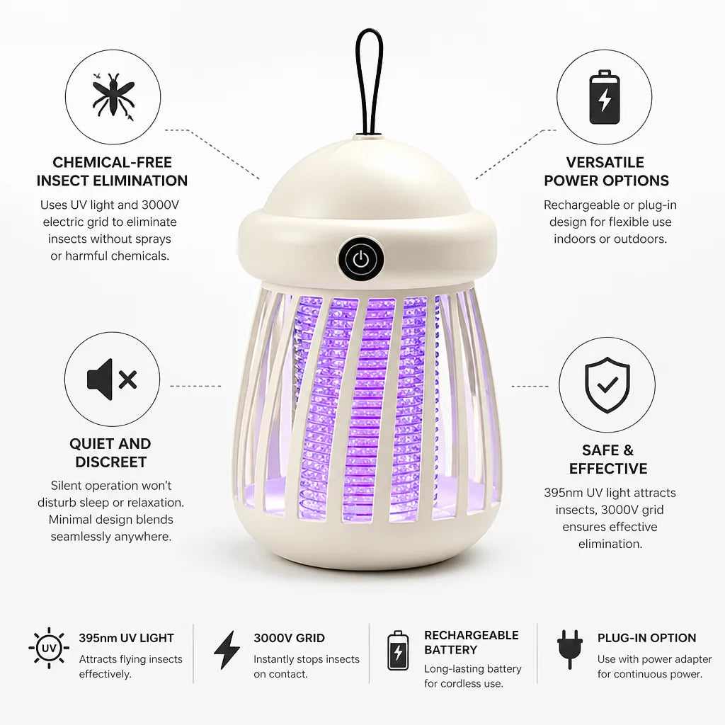 Mosquito Killer Lamp UV Light Rechargeable & Plug-In