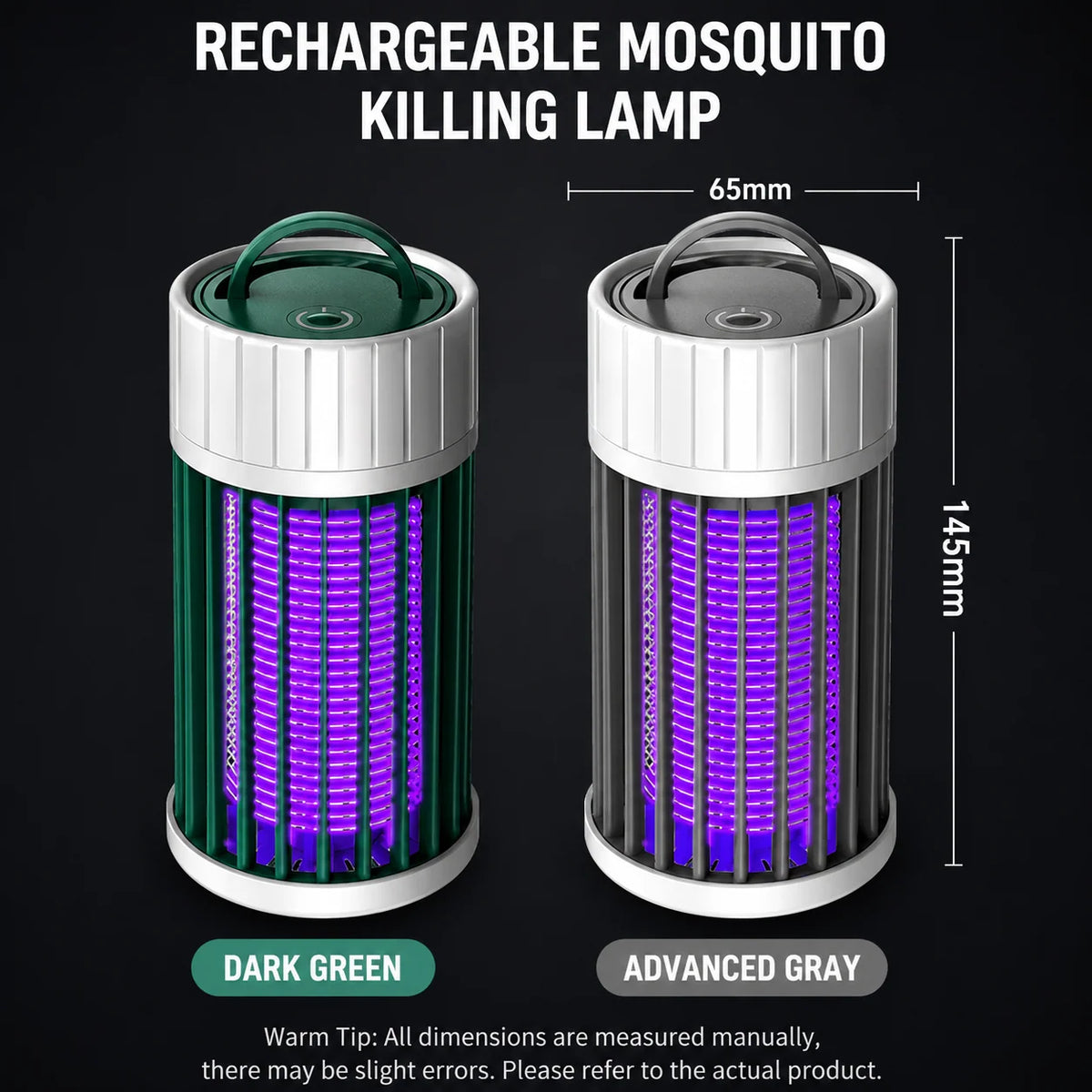 Mosquito Trap Lamp UV Light USB Rechargeable with Hanging Loop