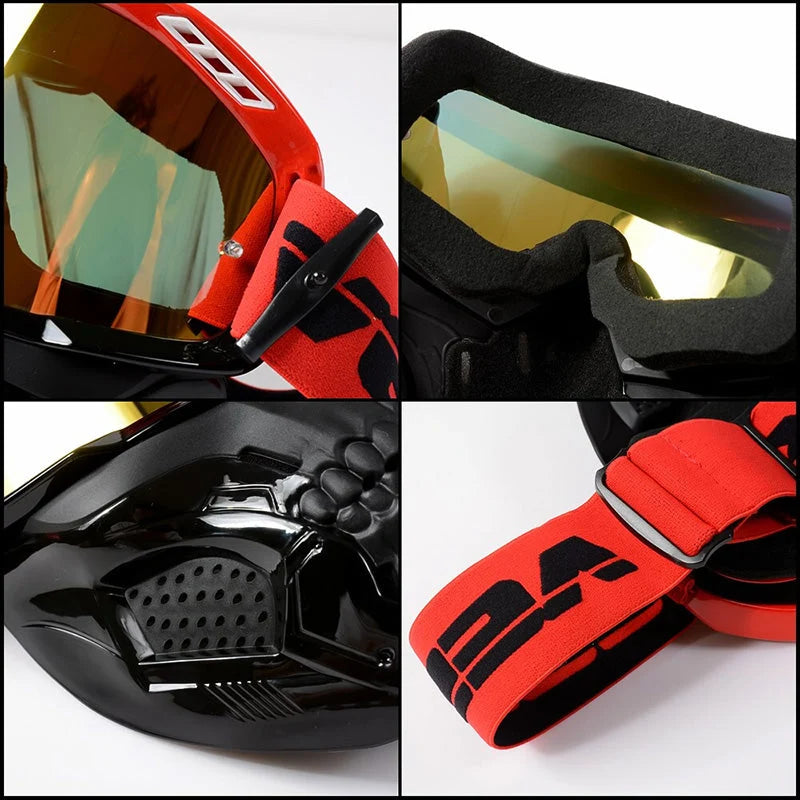 Motorcycle Goggles & Mask Removable Dust Filter Breathable Vents