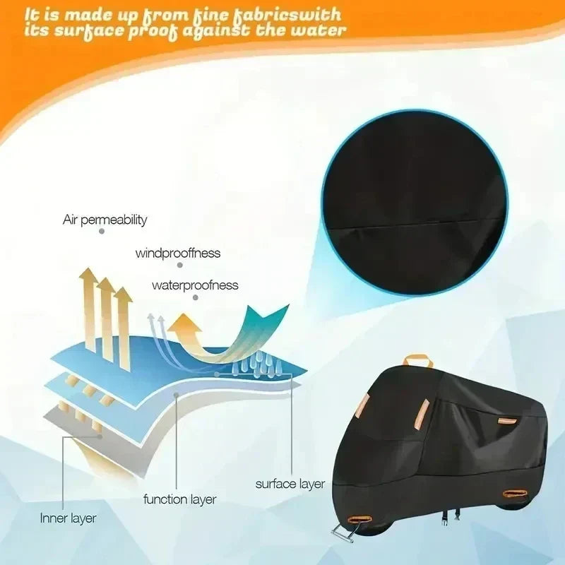 Motorcycle & Scooter Cover Waterproof UV-Resistant Heavy-Duty 210D Polyester