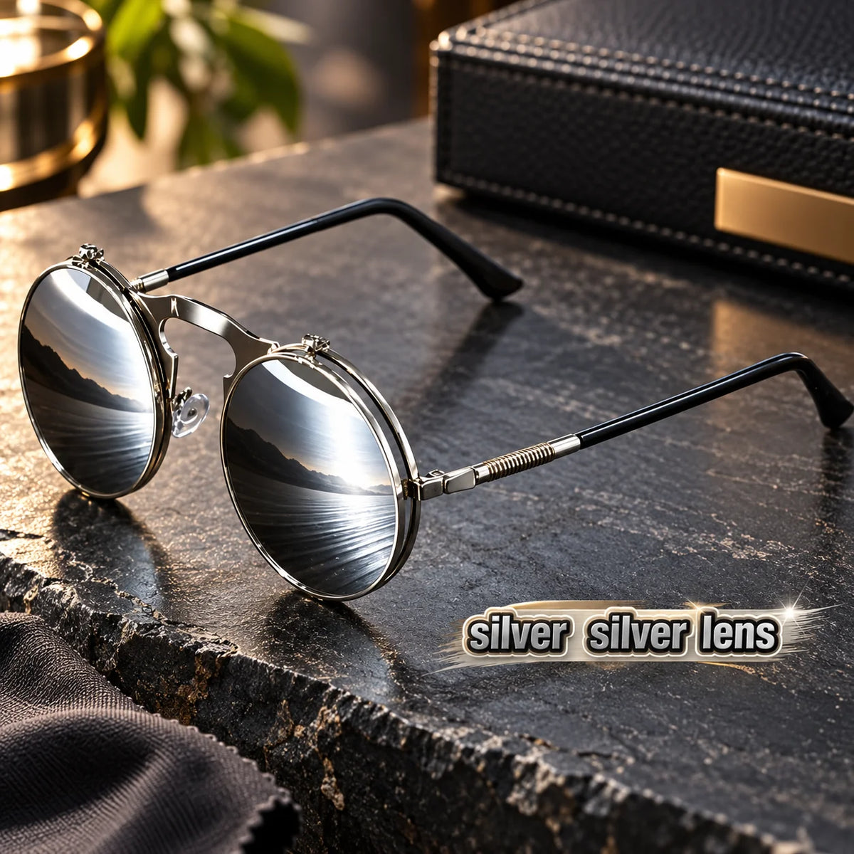Motorcycle Sunglasses Flip-Up Double Lens & Mesh Side Shields