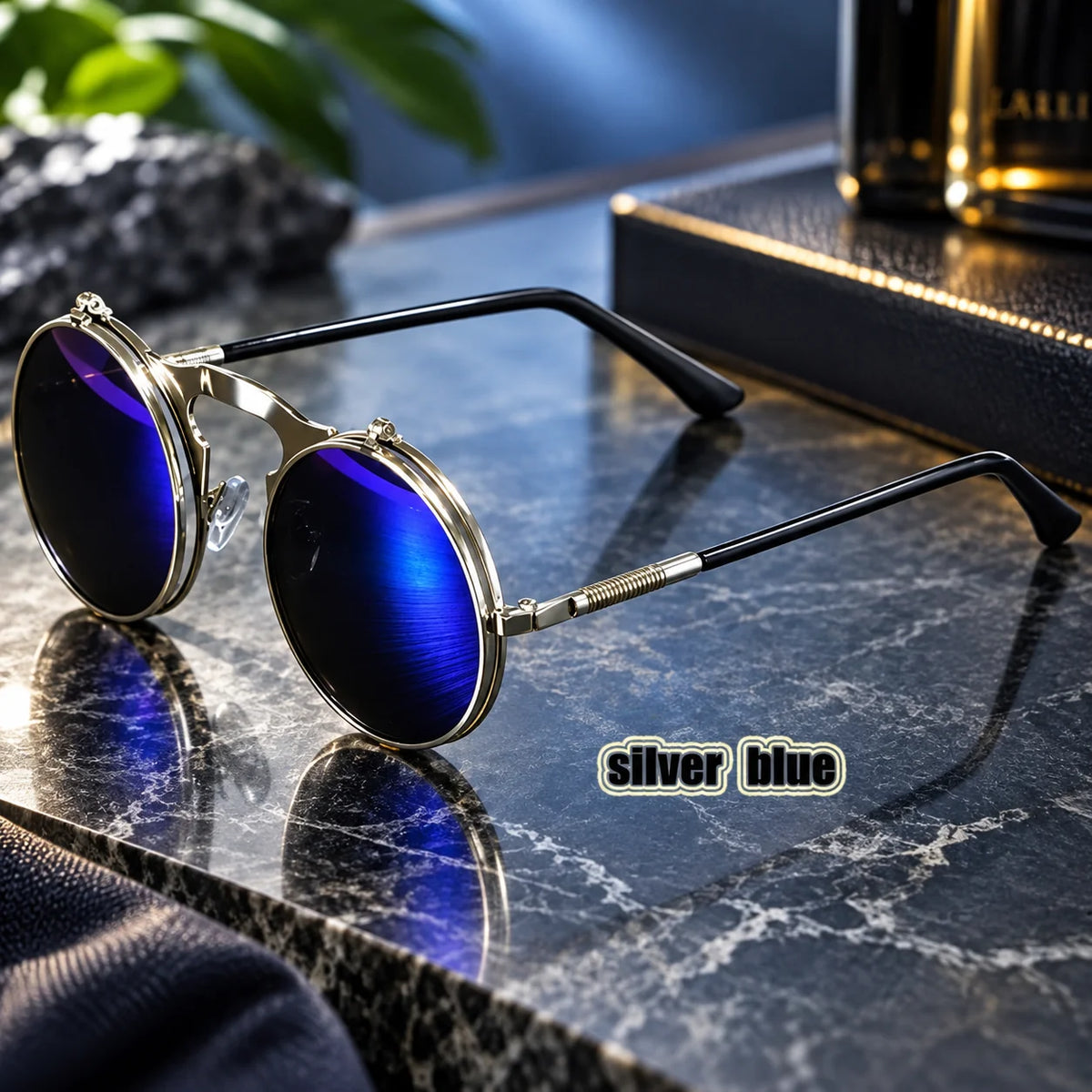 Motorcycle Sunglasses Flip-Up Double Lens & Mesh Side Shields