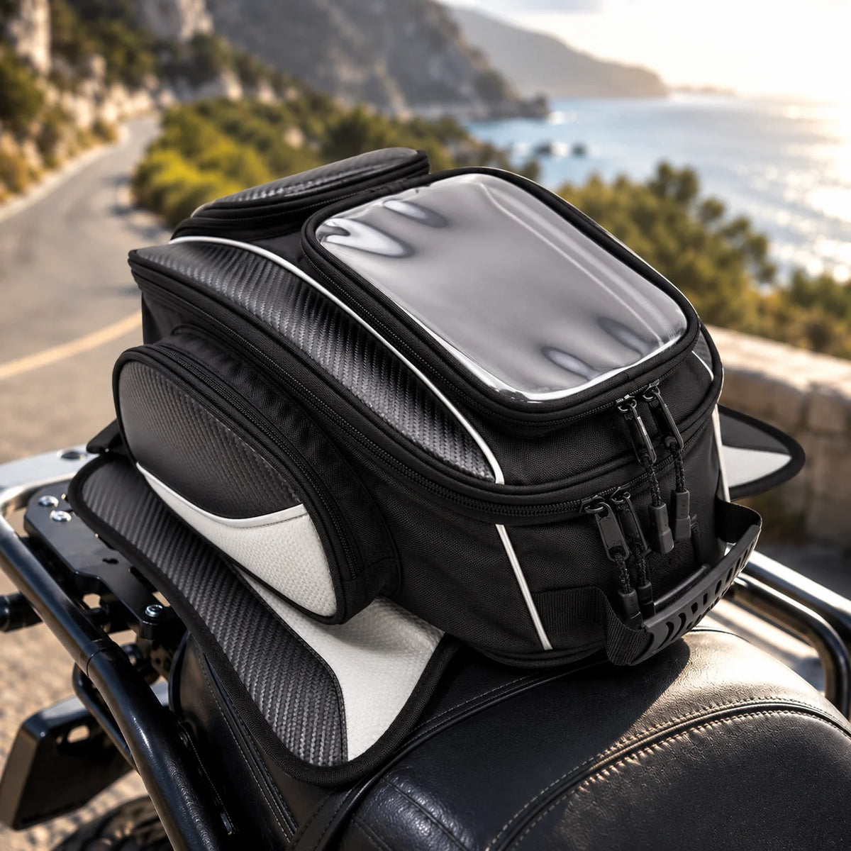 Motorcycle Tail Bag Expandable & Convertible Water-Resistant PU Leather
