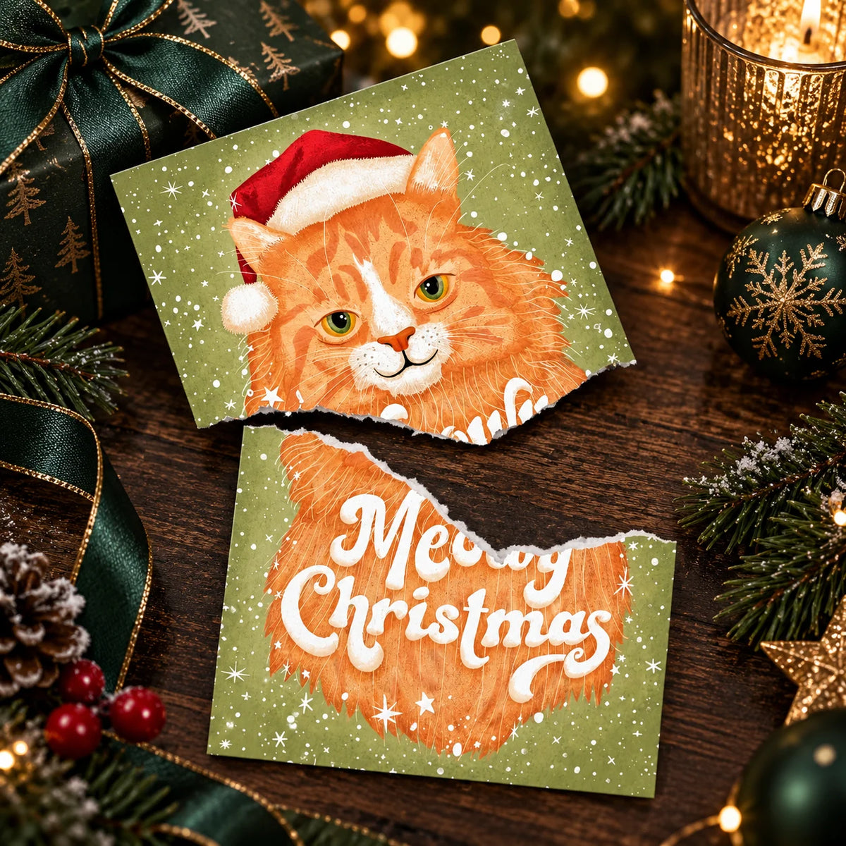 Musical Prank Greeting Card Looping Meow & Hidden Glitter