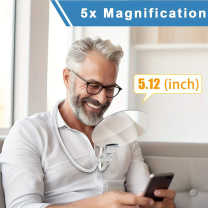 Neck Magnifier 5X Magnification Adjustable Silicone Neckband