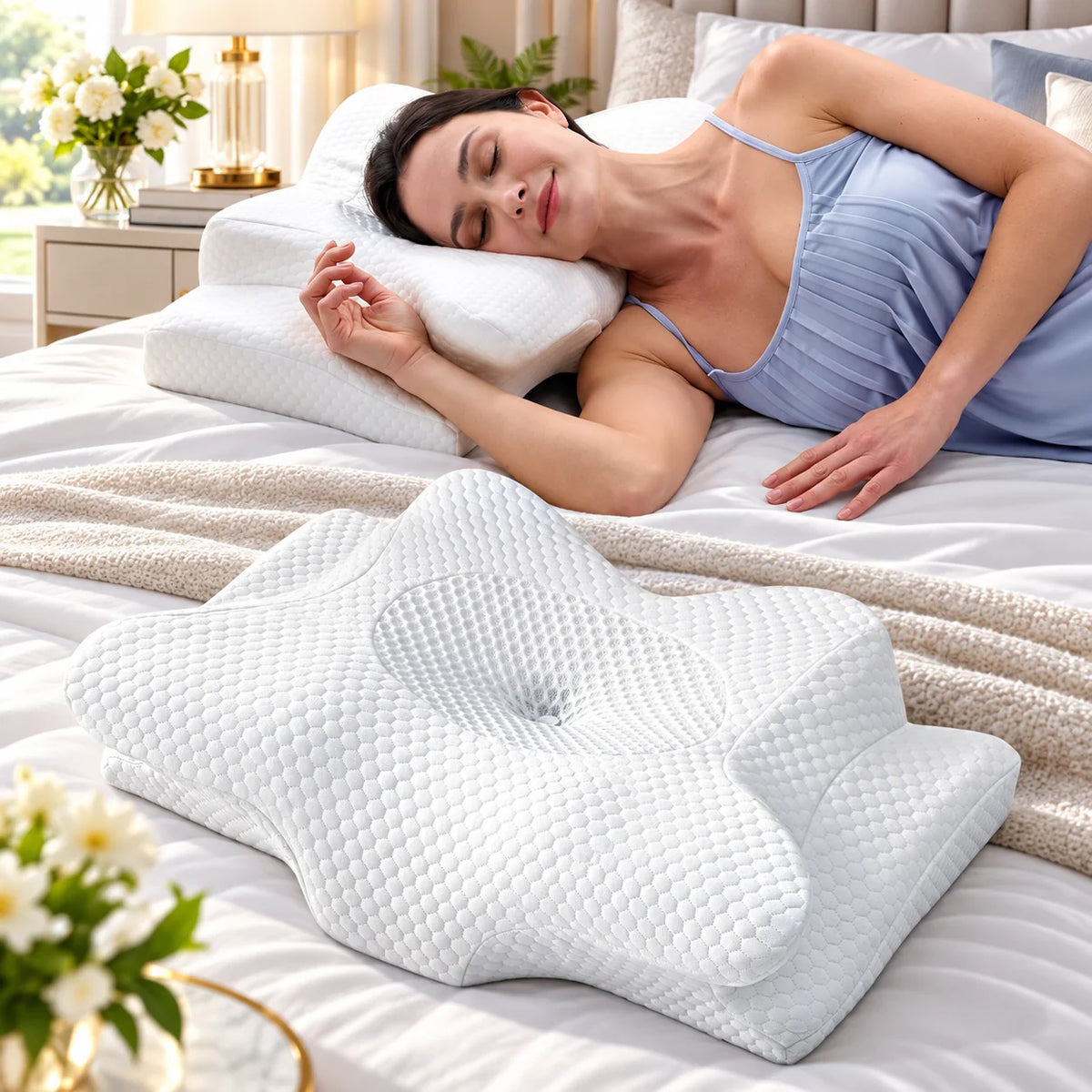 Neck Pillow Covers Contour Fit Cooling Zippered 3-Pack