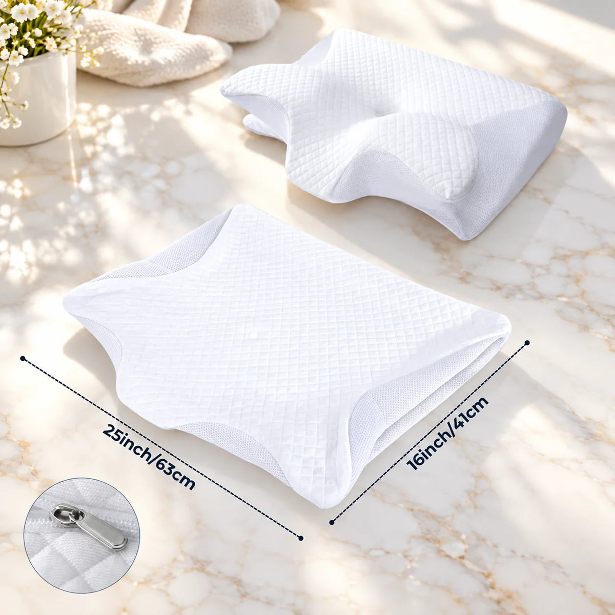 Neck Pillow Covers Contour Fit Cooling Zippered 3-Pack