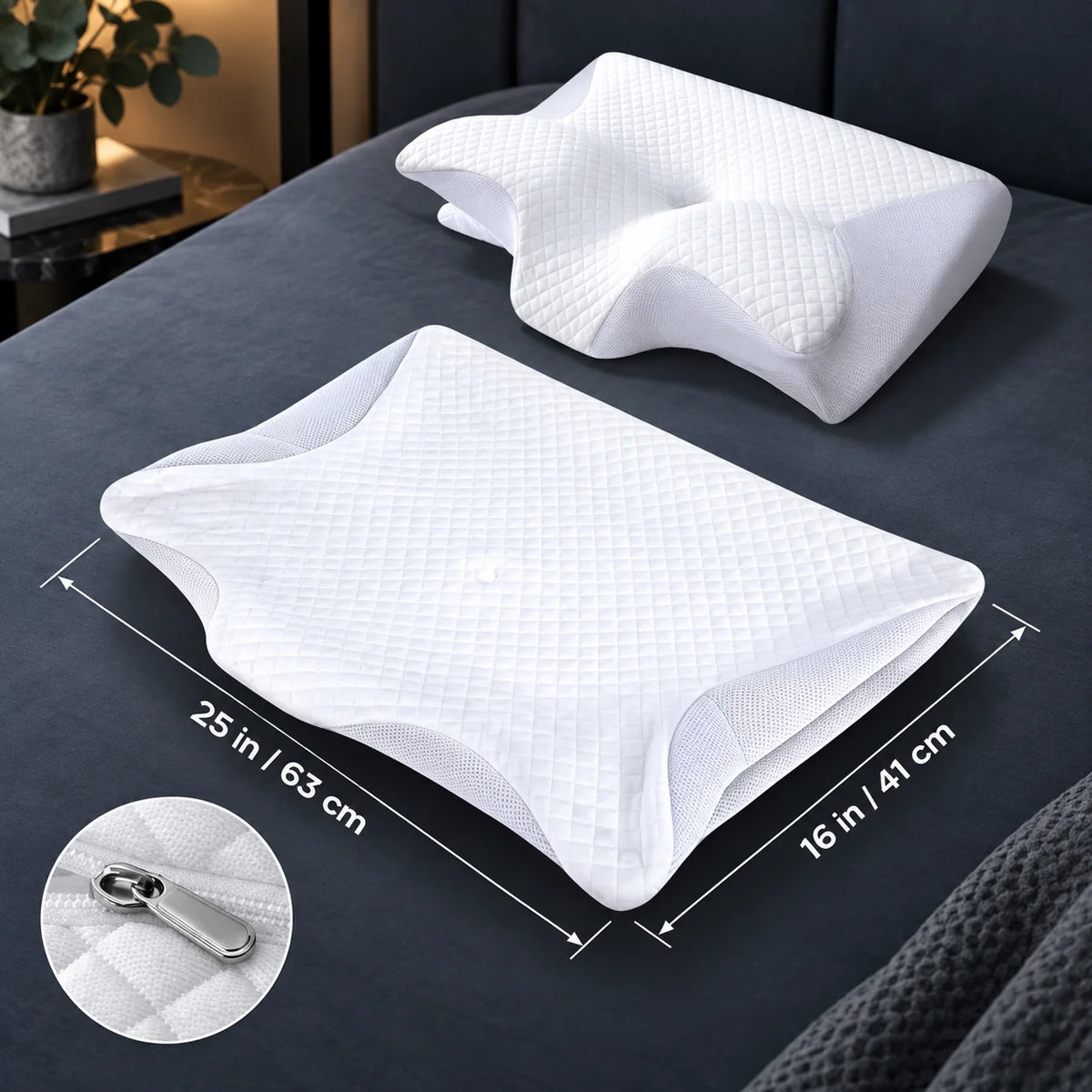 Neck Pillow Covers Contour Fit Cooling Zippered 3-Pack