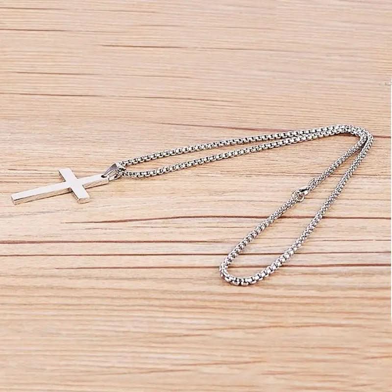 Necklace Cross Pendant Stainless Steel 23.6-Inch Chain