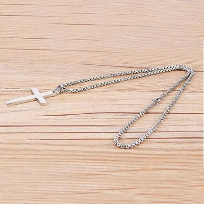 Necklace Cross Pendant Stainless Steel 23.6-Inch Chain