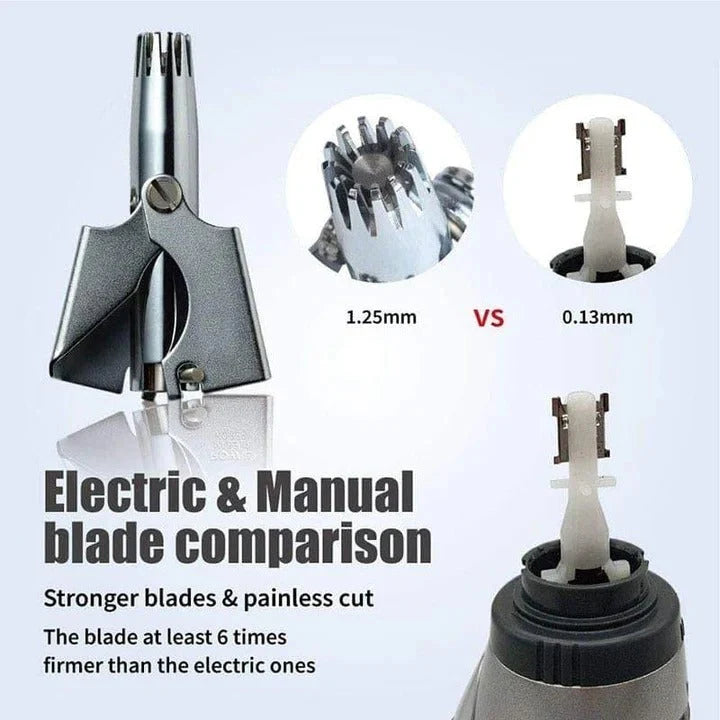 Nose & Ear Hair Trimmer Manual Stainless Steel Rotating Blades