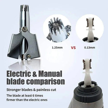 Nose & Ear Hair Trimmer Manual Stainless Steel Rotating Blades