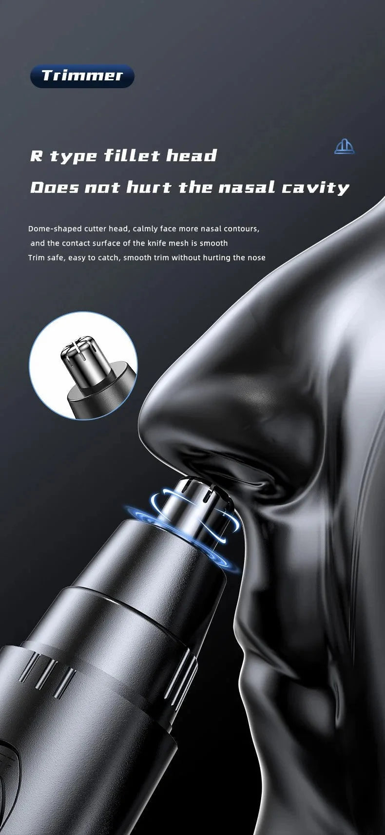 Nose & Ear Trimmer Painless Rechargeable Stainless Steel Blades