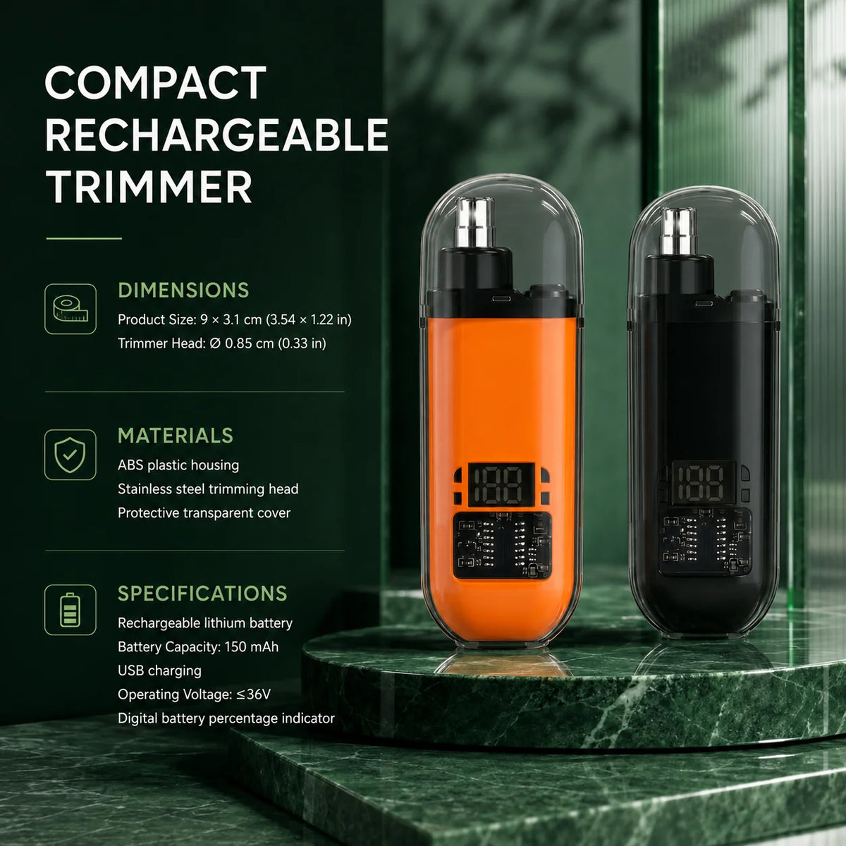 Nose & Ear Trimmer USB Rechargeable Digital Display