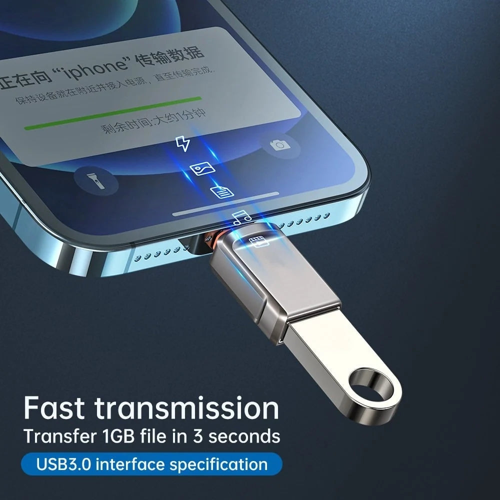 OTG Adapter USB 3.0 Lightning & Type-C Plug-and-Play