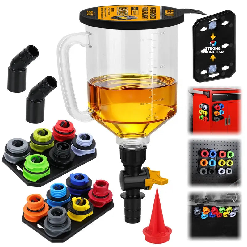 Oil Funnel Adapter Set 12 Color-Coded Magnetic Storage】【：】【“】【