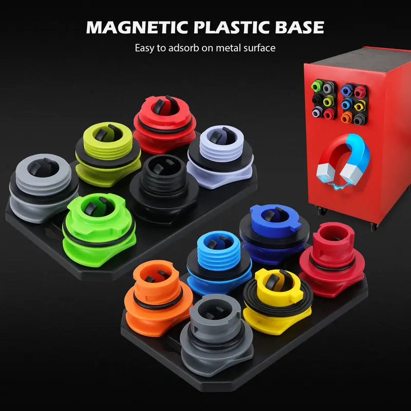 Oil Funnel Adapter Set 12 Color-Coded Magnetic Storage】【：】【“】【