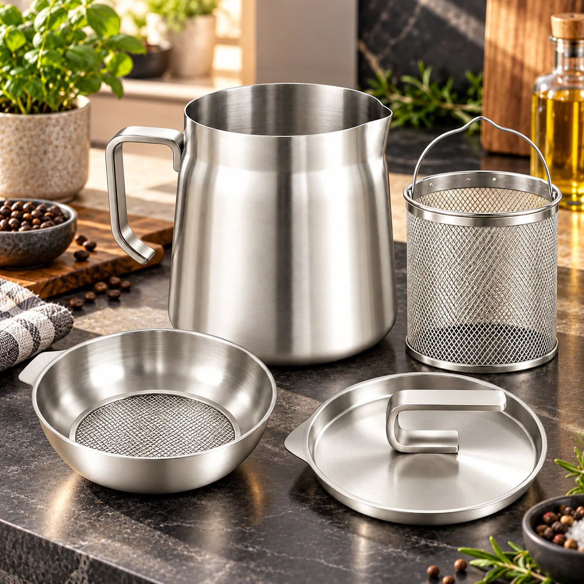 Oil Strainer Pot Stainless Steel Integrated Mesh Filter