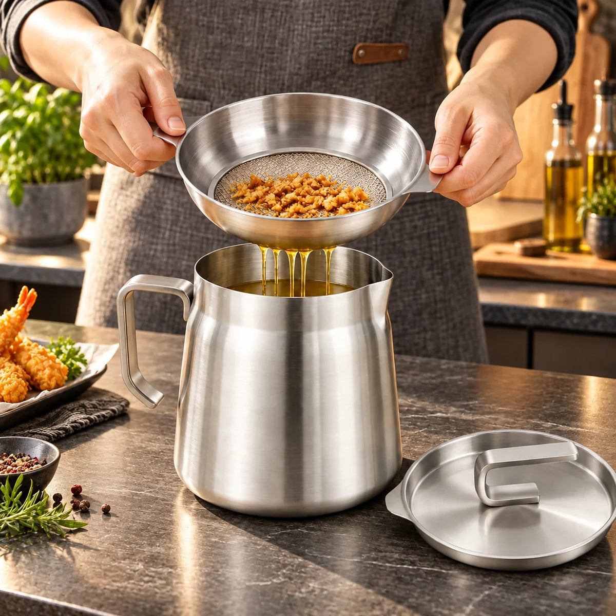Oil Strainer Pot Stainless Steel Integrated Mesh Filter