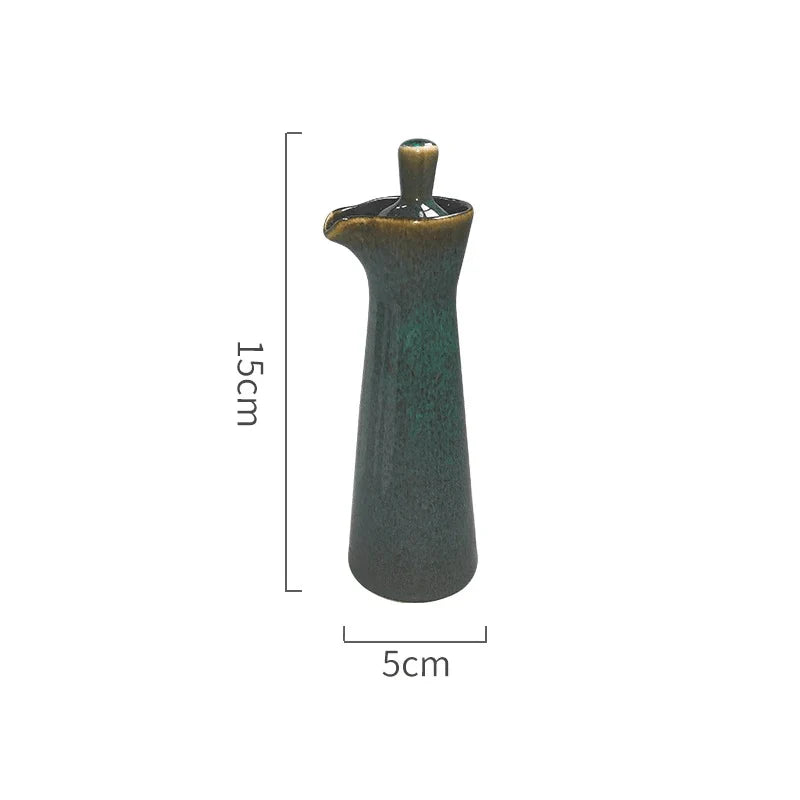 Oil & Vinegar Dispenser Stoneware Reactive Glaze Tapered Spout