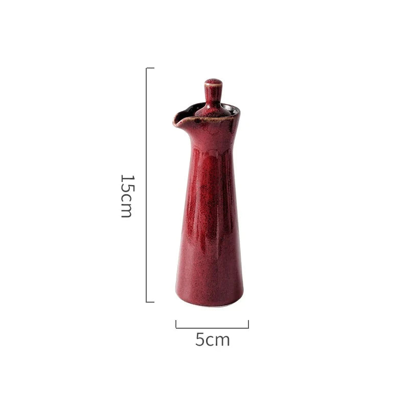 Oil & Vinegar Dispenser Stoneware Reactive Glaze Tapered Spout