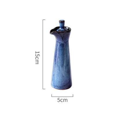 Oil & Vinegar Dispenser Stoneware Reactive Glaze Tapered Spout