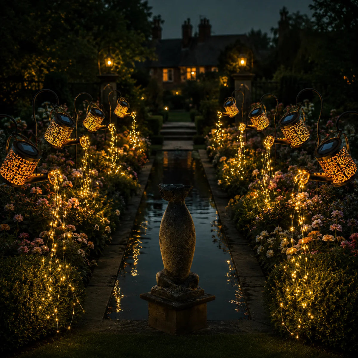 Outdoor Garden Lamp Solar-Powered Starlight Projection Warm White