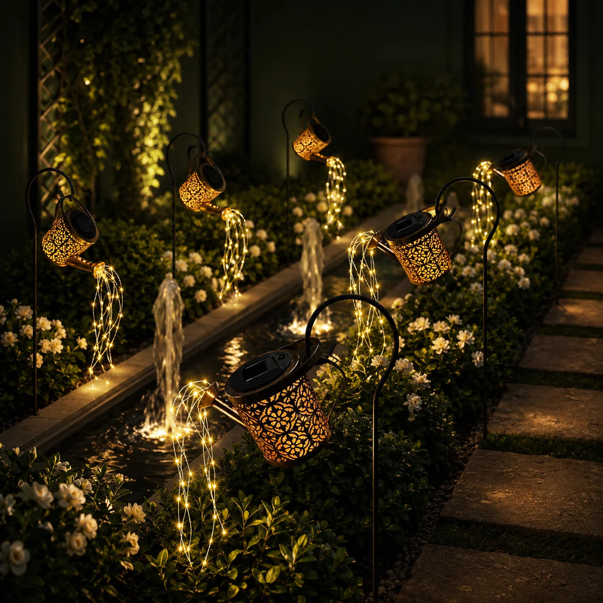 Outdoor Garden Lamp Solar-Powered Starlight Projection Warm White
