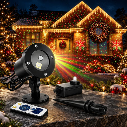 Outdoor Laser Projector Red & Green Animated Starfield Weatherproof