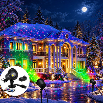 Outdoor Laser Projector Red & Green Animated Starfield Weatherproof