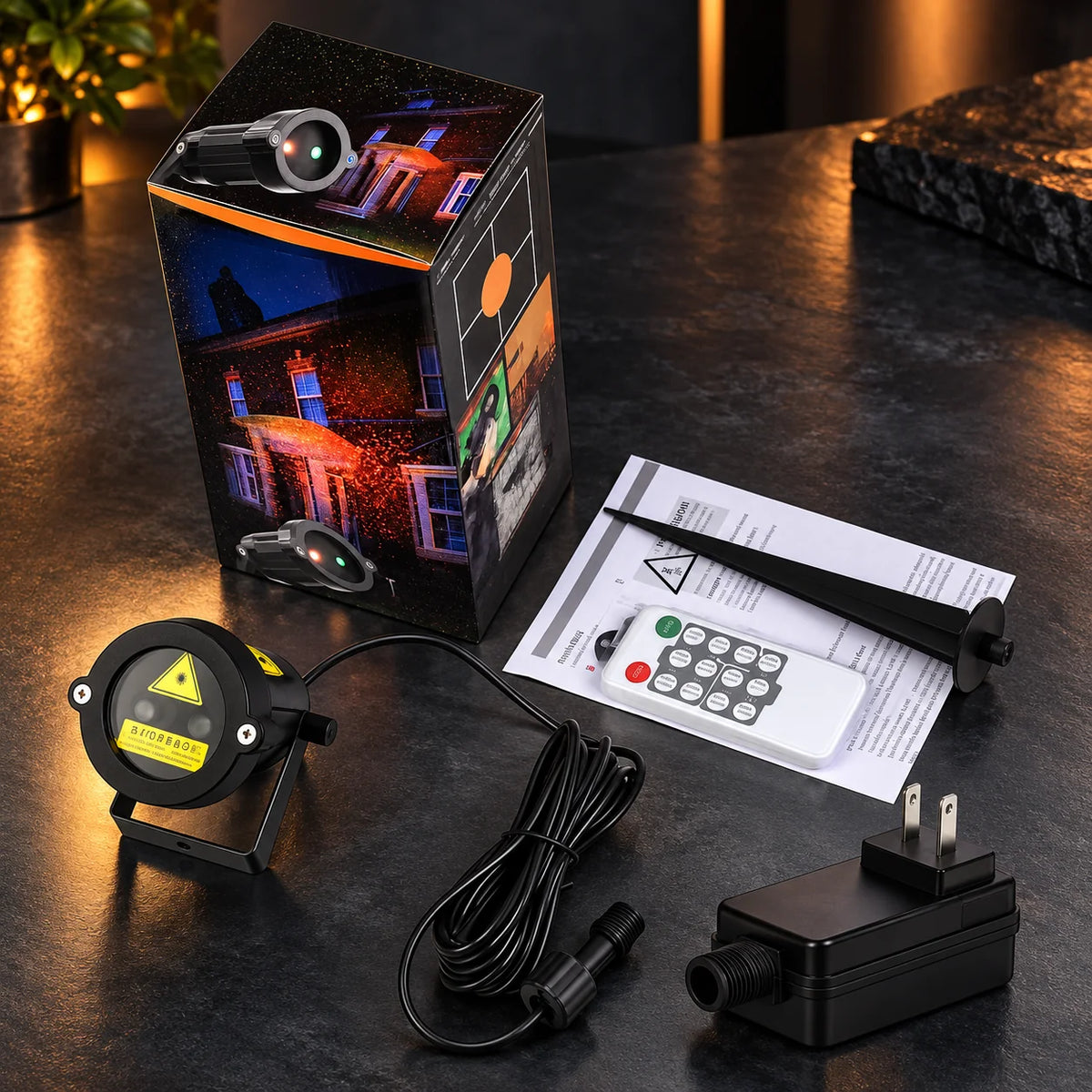 Outdoor Laser Projector Red & Green Animated Starfield Weatherproof