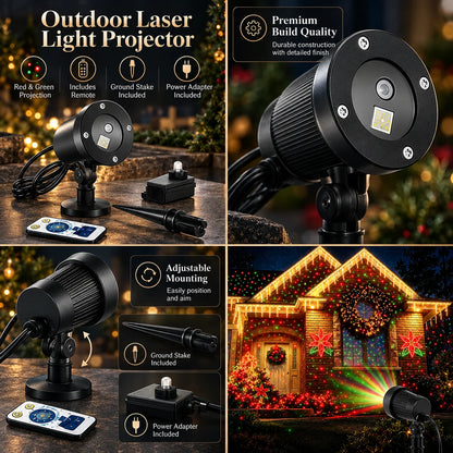 Outdoor Laser Projector Red & Green Animated Starfield Weatherproof
