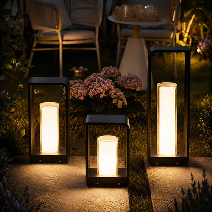 Outdoor Path Light Stainless Steel Frosted Acrylic Hardwired & Solar