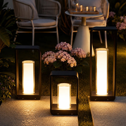 Outdoor Path Light Stainless Steel Frosted Acrylic Hardwired & Solar