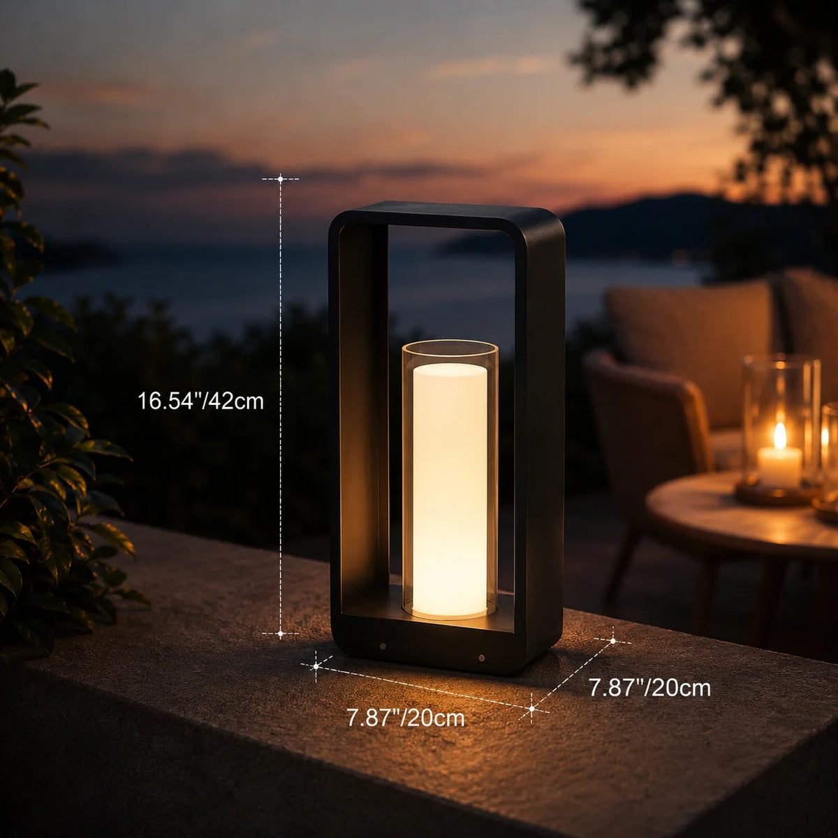 Outdoor Path Light Stainless Steel Frosted Acrylic Hardwired & Solar