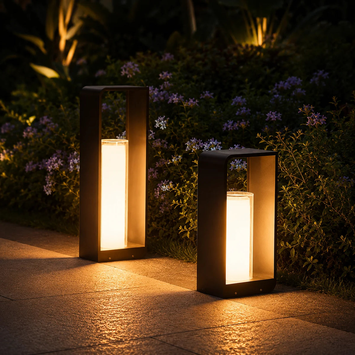 Outdoor Path Light Stainless Steel Frosted Acrylic Hardwired & Solar