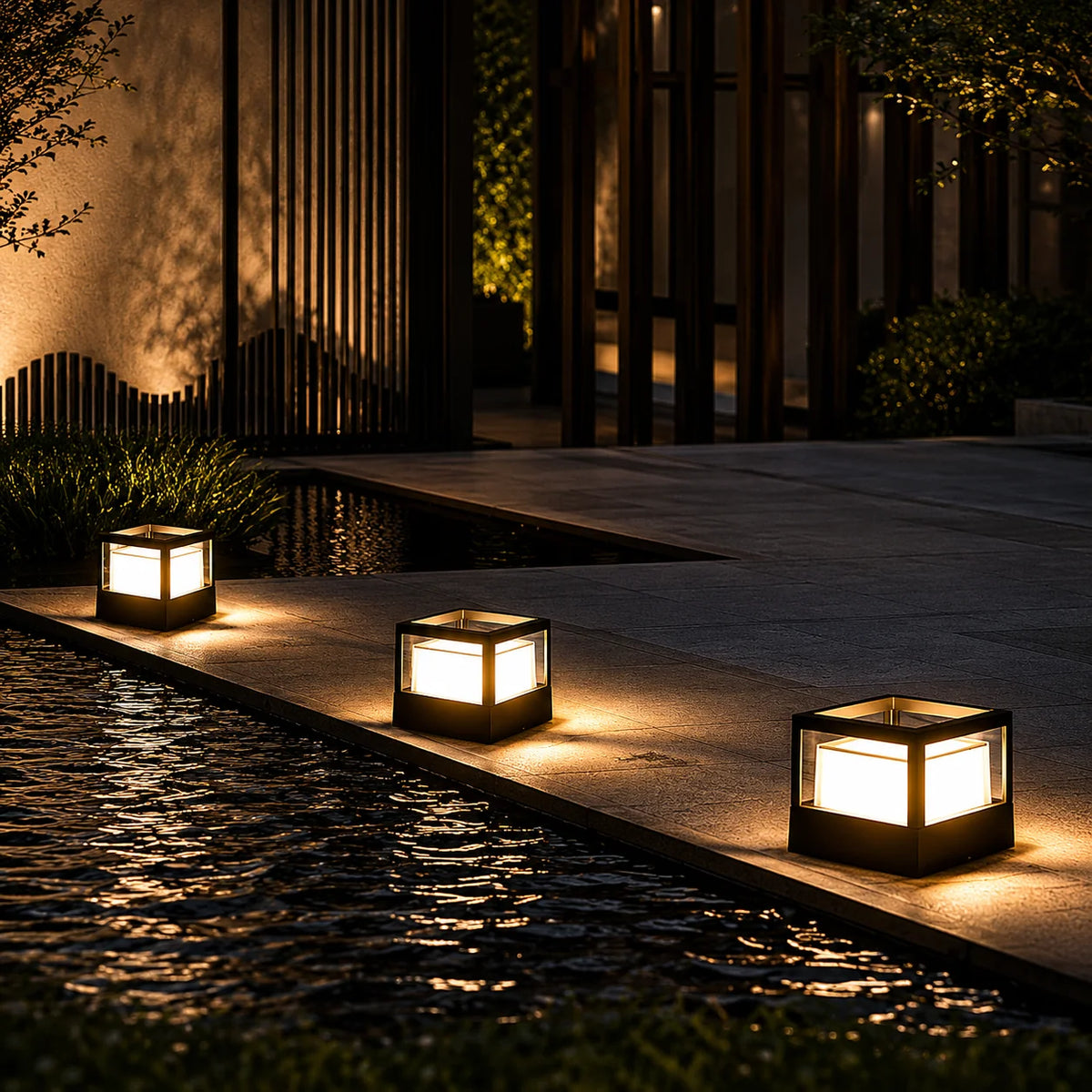Outdoor Post Lantern Built-In LED Warm White Weather-Resistant