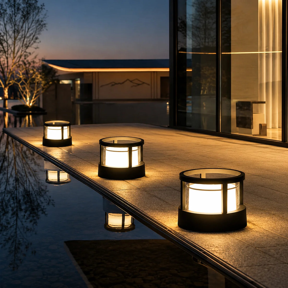 Outdoor Post Lantern Built-In LED Warm White Weather-Resistant