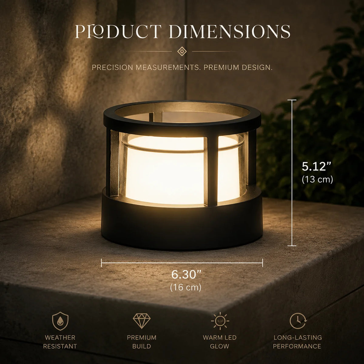 Outdoor Post Lantern Built-In LED Warm White Weather-Resistant