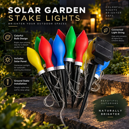 Outdoor Solar Path Lights Flame-Effect Rechargeable Set of 12
