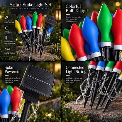 Outdoor Solar Path Lights Flame-Effect Rechargeable Set of 12