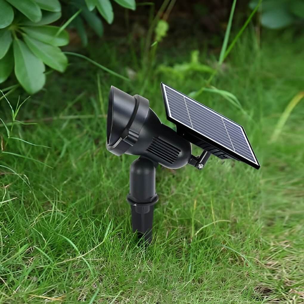 Outdoor Solar Spotlight Adjustable Head Rotating Panel Weather-Resistant Aluminum