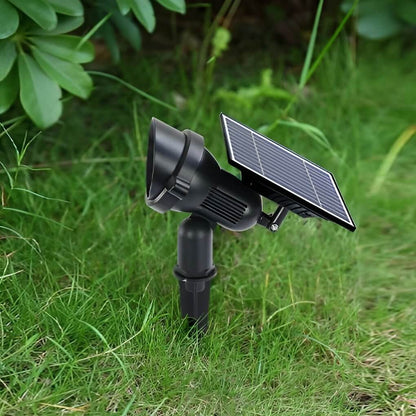 Outdoor Solar Spotlight Adjustable Head Rotating Panel Weather-Resistant Aluminum