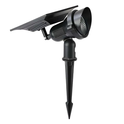 Outdoor Solar Spotlight Adjustable Head Rotating Panel Weather-Resistant Aluminum