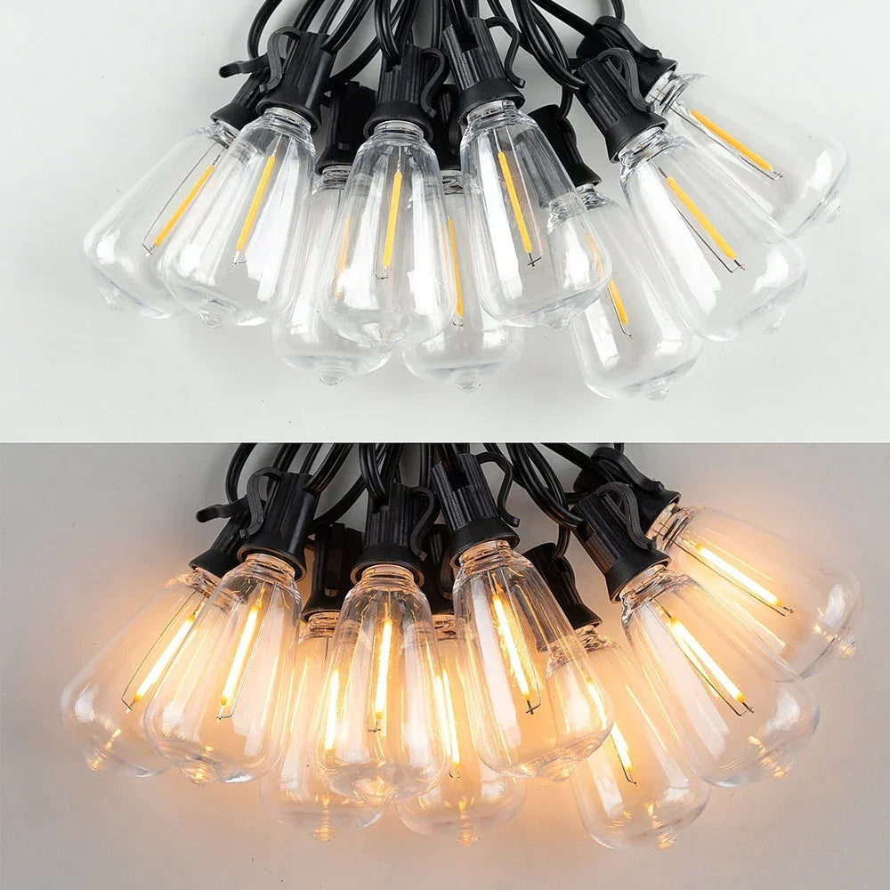 Outdoor String Lights Solar-Powered 10 Shatter-Resistant Bulbs